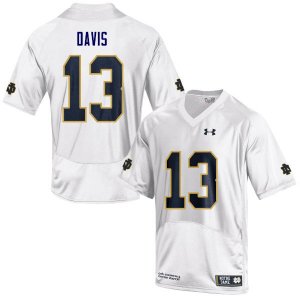 Notre Dame Fighting Irish Men's Avery Davis #13 White Under Armour Authentic Stitched College NCAA Football Jersey SBR1299KY